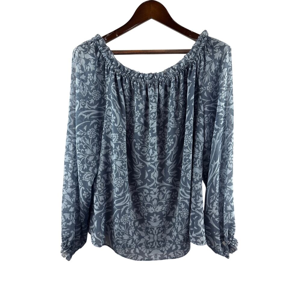 Women’s White House Black Market XL Blue Patterned Blouse